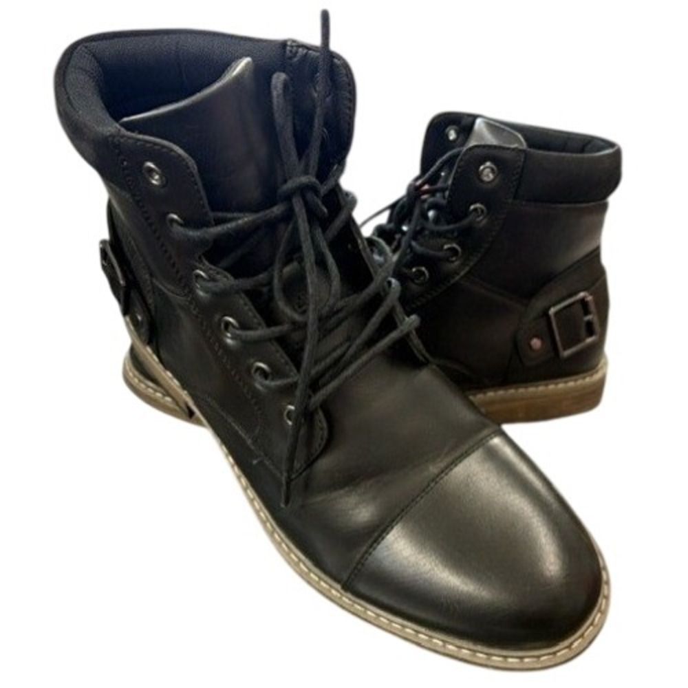 JF Riverside Mens Black Cap Toe Combat Boots 10M 625-0146